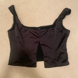 Black Satin Sleeveless Top